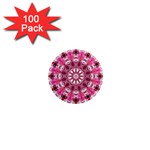 Twirling Pink, Abstract Candy Lace Jewels Mandala  1  Mini Button Magnet (100 pack) Front