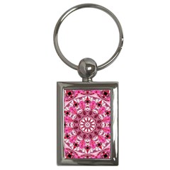 Twirling Pink, Abstract Candy Lace Jewels Mandala  Key Chain (rectangle)