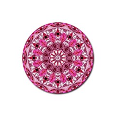 Twirling Pink, Abstract Candy Lace Jewels Mandala  Drink Coaster (round) by DianeClancy