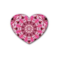 Twirling Pink, Abstract Candy Lace Jewels Mandala  Drink Coasters (heart)