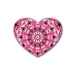 Twirling Pink, Abstract Candy Lace Jewels Mandala  Drink Coasters 4 Pack (Heart)  Front