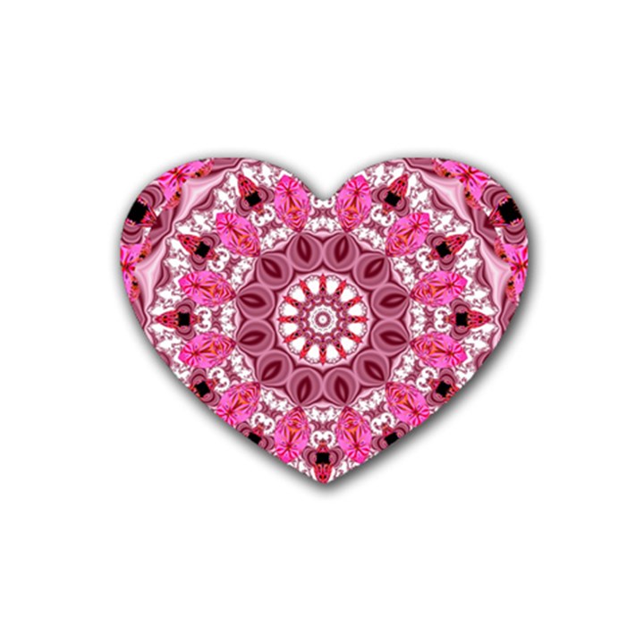 Twirling Pink, Abstract Candy Lace Jewels Mandala  Drink Coasters 4 Pack (Heart) 