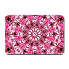 Twirling Pink, Abstract Candy Lace Jewels Mandala  Small Door Mat by DianeClancy