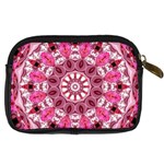 Twirling Pink, Abstract Candy Lace Jewels Mandala  Digital Camera Leather Case Back