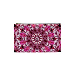 Twirling Pink, Abstract Candy Lace Jewels Mandala  Cosmetic Bag (small) by DianeClancy