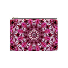 Twirling Pink, Abstract Candy Lace Jewels Mandala  Cosmetic Bag (medium)