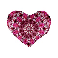 Twirling Pink, Abstract Candy Lace Jewels Mandala  16  Premium Heart Shape Cushion 