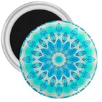 Blue Ice Goddess, Abstract Crystals Of Love 3  Button Magnet Front