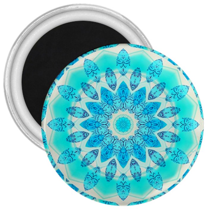 Blue Ice Goddess, Abstract Crystals Of Love 3  Button Magnet