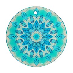 Blue Ice Goddess, Abstract Crystals Of Love Round Ornament by DianeClancy