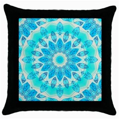 Blue Ice Goddess, Abstract Crystals Of Love Black Throw Pillow Case