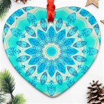 Blue Ice Goddess, Abstract Crystals Of Love Heart Ornament (Two Sides) Front