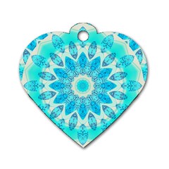 Blue Ice Goddess, Abstract Crystals Of Love Dog Tag Heart (two Sided)