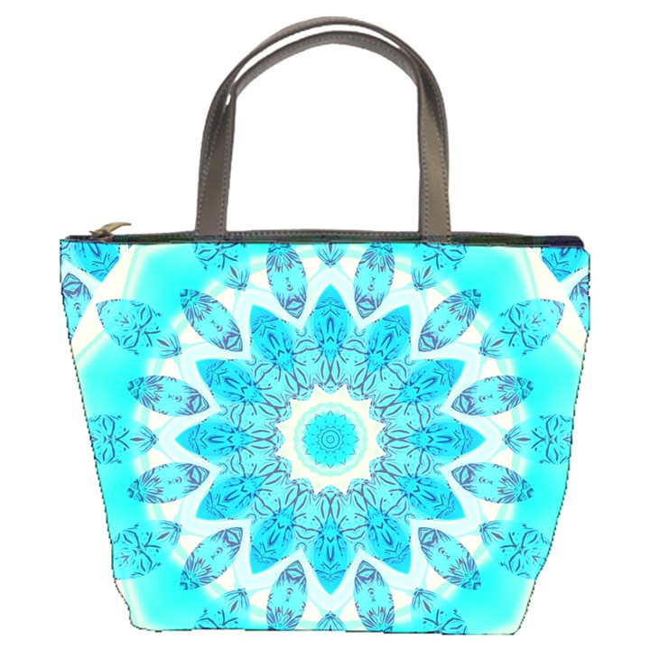 Blue Ice Goddess, Abstract Crystals Of Love Bucket Handbag