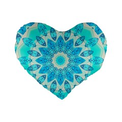 Blue Ice Goddess, Abstract Crystals Of Love 16  Premium Heart Shape Cushion  by DianeClancy