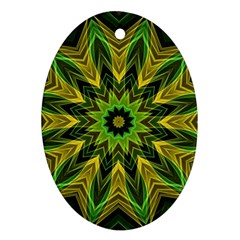 Woven Jungle Leaves Mandala Oval Ornament by Zandiepants