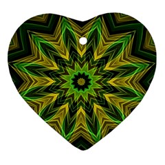 Woven Jungle Leaves Mandala Heart Ornament by Zandiepants