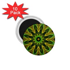 Woven Jungle Leaves Mandala 1 75  Button Magnet (10 Pack)