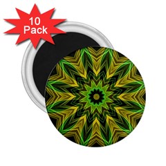 Woven Jungle Leaves Mandala 2 25  Button Magnet (10 Pack)