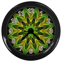 Woven Jungle Leaves Mandala Wall Clock (black)