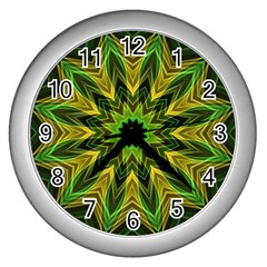 Woven Jungle Leaves Mandala Wall Clock (silver)