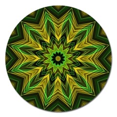 Woven Jungle Leaves Mandala Magnet 5  (round) by Zandiepants