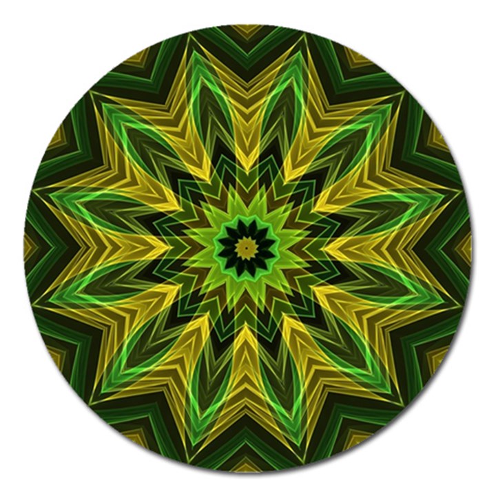 Woven Jungle Leaves Mandala Magnet 5  (Round)