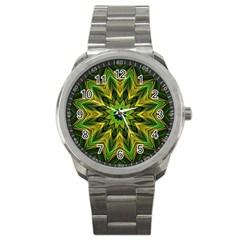 Woven Jungle Leaves Mandala Sport Metal Watch