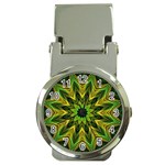 Woven Jungle Leaves Mandala Money Clip with Watch Front