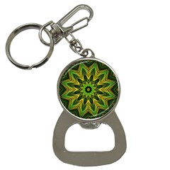 Woven Jungle Leaves Mandala Bottle Opener Key Chain