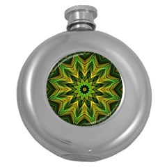 Woven Jungle Leaves Mandala Hip Flask (round)