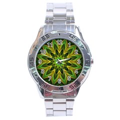 Woven Jungle Leaves Mandala Stainless Steel Watch