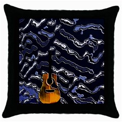 Sound Waves Black Throw Pillow Case