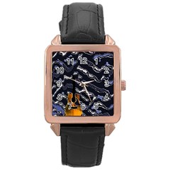 Sound Waves Rose Gold Leather Watch  by Rbrendes