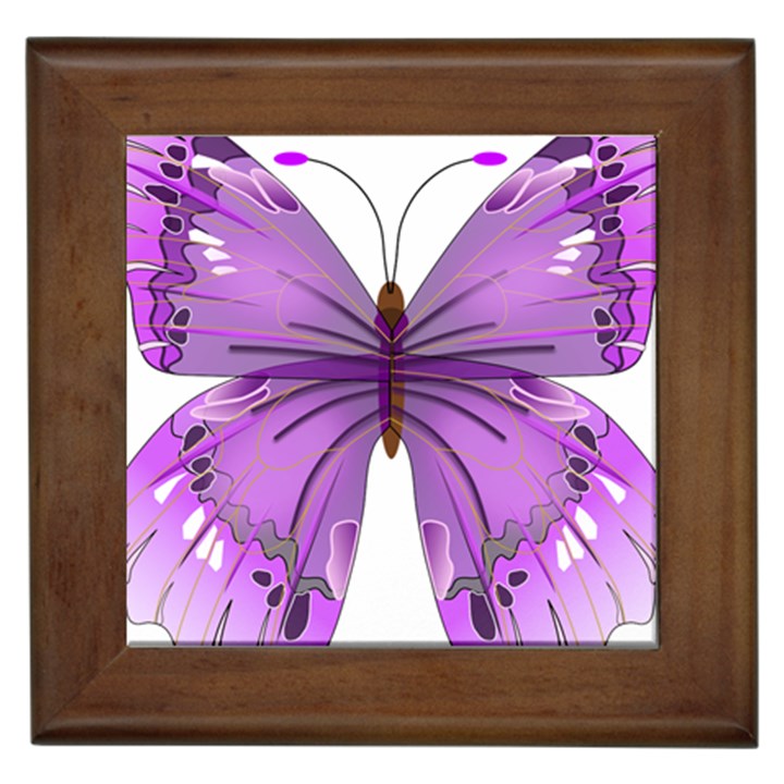 Purple Awareness Butterfly Framed Ceramic Tile