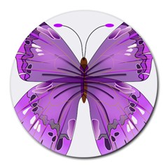 Purple Awareness Butterfly 8  Mouse Pad (round)