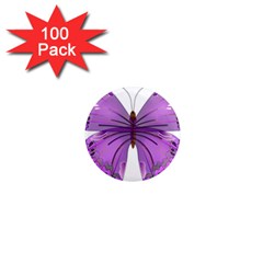 Purple Awareness Butterfly 1  Mini Button Magnet (100 Pack) by FunWithFibro