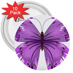 Purple Awareness Butterfly 3  Button (10 pack) Front