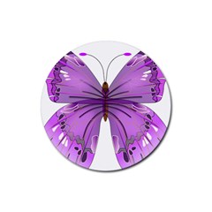 Purple Awareness Butterfly Drink Coaster (round) by FunWithFibro