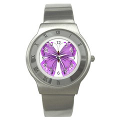 Purple Awareness Butterfly Stainless Steel Watch (slim) by FunWithFibro