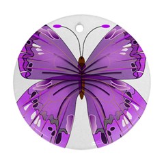 Purple Awareness Butterfly Round Ornament (two Sides) by FunWithFibro