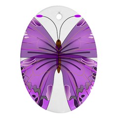 Purple Awareness Butterfly Oval Ornament (two Sides) by FunWithFibro