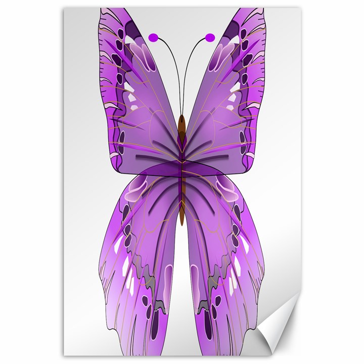 Purple Awareness Butterfly Canvas 12  x 18  (Unframed)