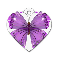 Purple Awareness Butterfly Dog Tag Heart (one Sided) 