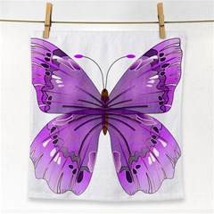 Purple Awareness Butterfly Face Towel by FunWithFibro