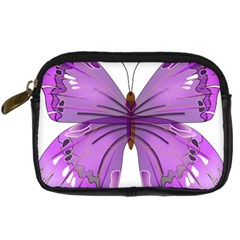 Purple Awareness Butterfly Digital Camera Leather Case