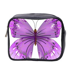 Purple Awareness Butterfly Mini Travel Toiletry Bag (two Sides)