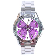 Purple Awareness Butterfly Stainless Steel Watch by FunWithFibro