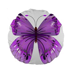 Purple Awareness Butterfly 15  Premium Round Cushion  by FunWithFibro