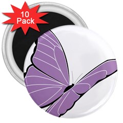 Purple Awareness Butterfly 2 3  Button Magnet (10 Pack)